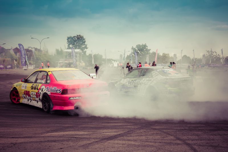 Modified tuner car with performance suspension and chassis bracing upgrades