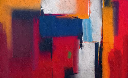 Free Colorful abstract artwork featuring bold red, blue, orange, and white tones. Stock Photo