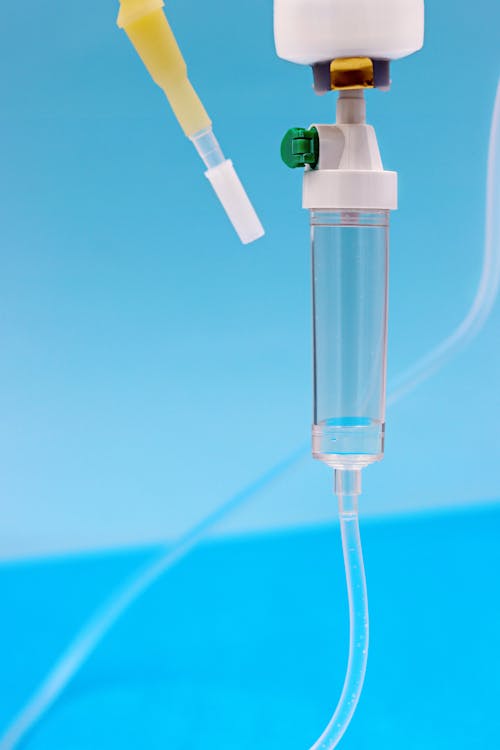 Close-up of a IV Drip Chamber and Tube