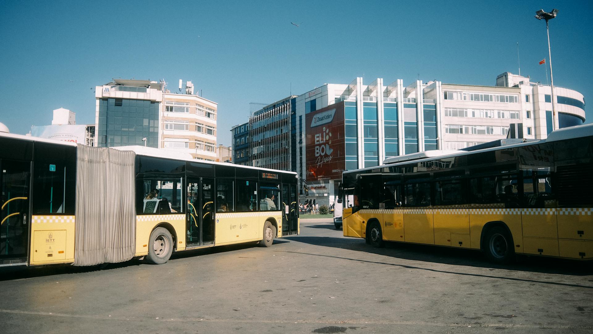 Buses on Street in Istanbul