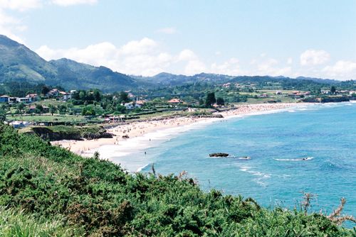 Free Scenic view of a vibrant beach along a picturesque coastline during summer. Stock Photo