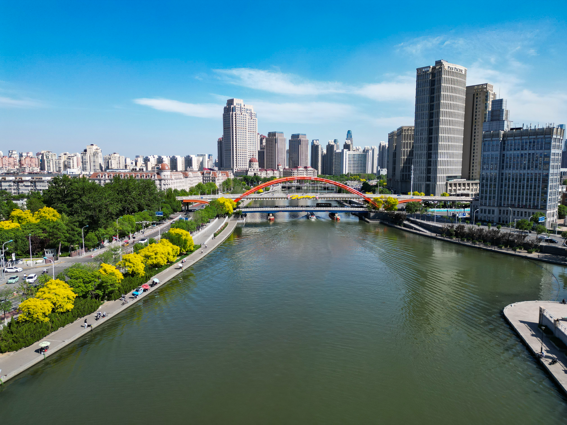 Birds Eye View of Haihe River in Tianjin in China