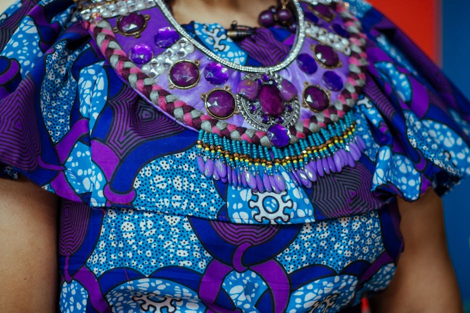 African textile patterns and traditional jewelry