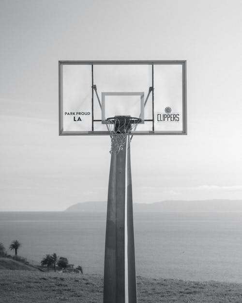 Free Beach Basketball B&W Stock Photo