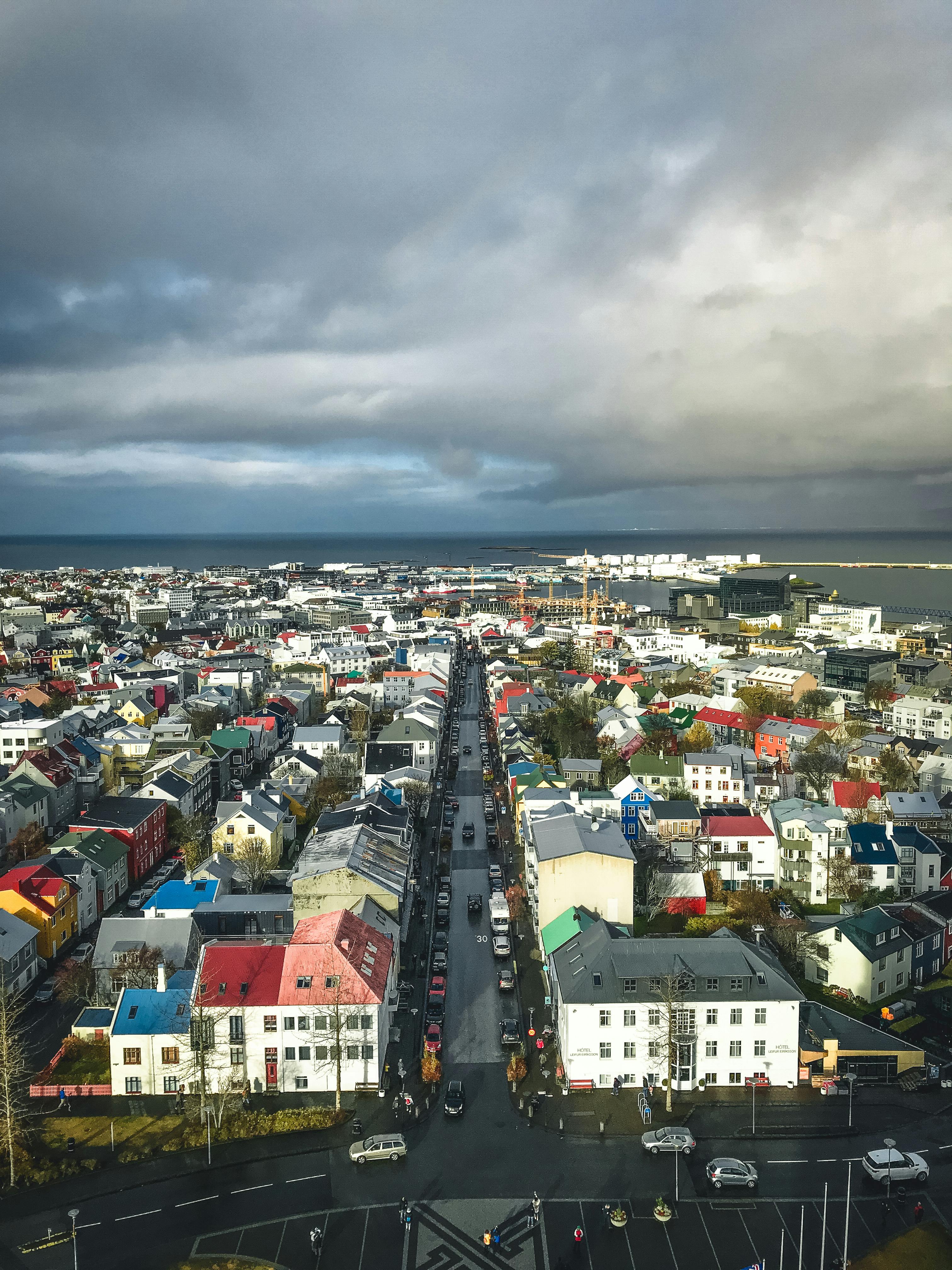Bird's Eye View of Town Under Cloudy Sky · Free Stock Photo