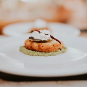 Chef plating food