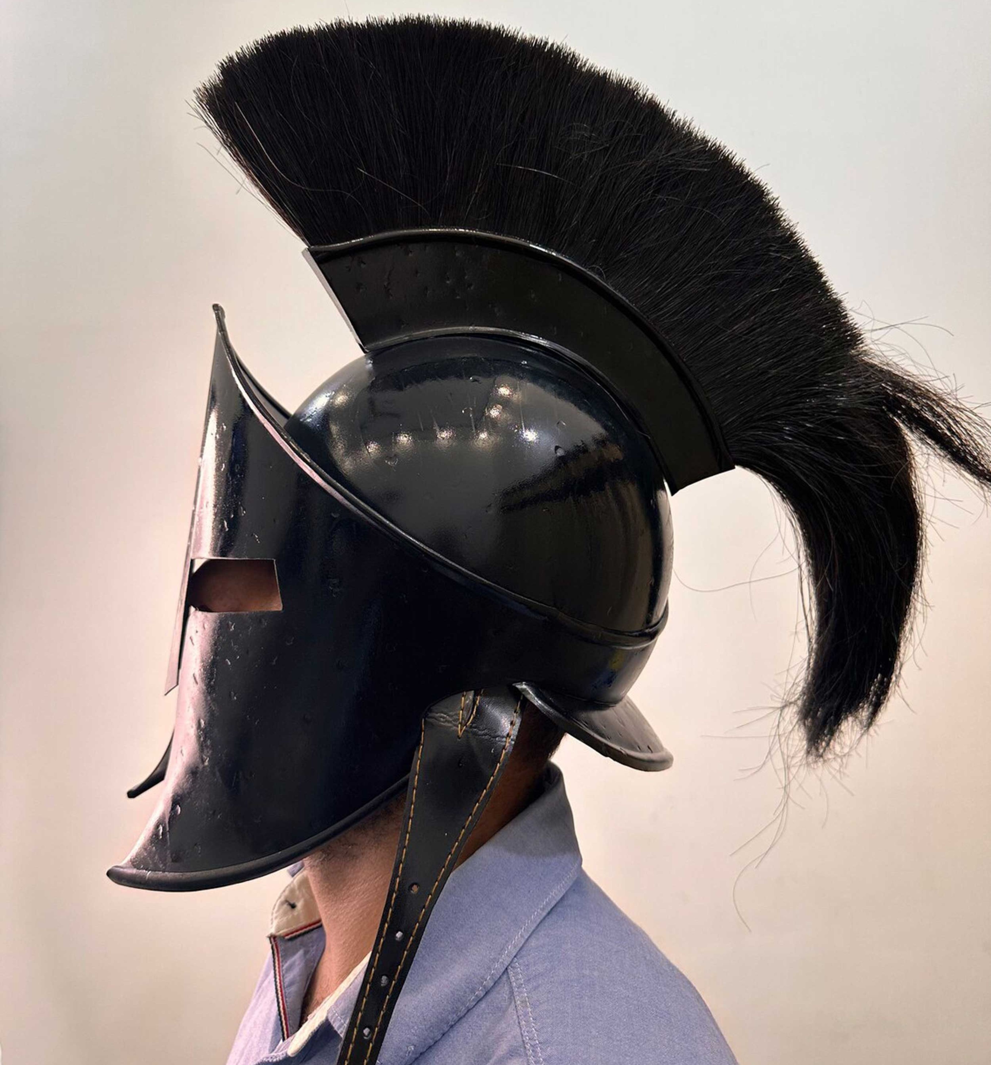 Casque Spartiate Léonidas Great King - Édition Dégâts, En Acier, Reproduction Neuve