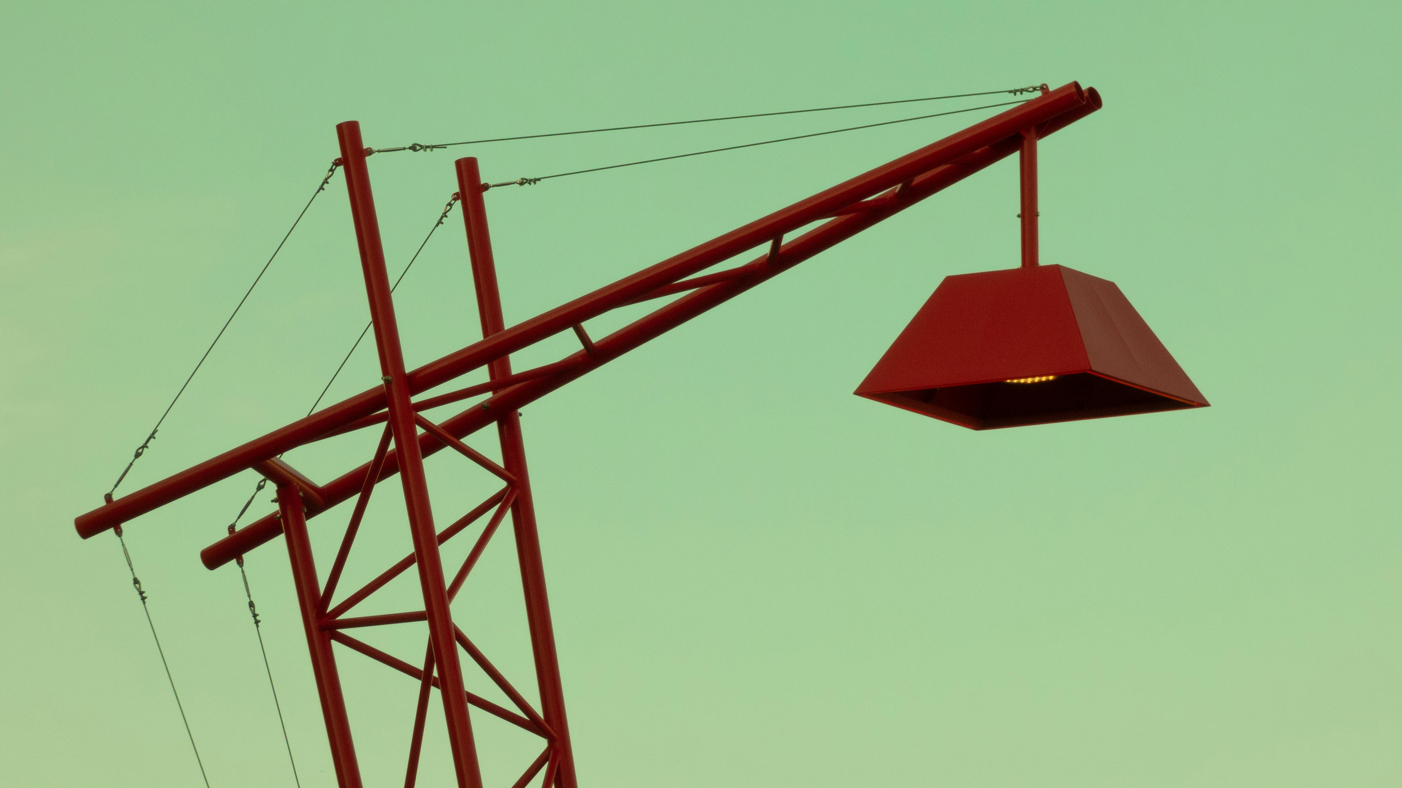 Close-up Photo of Red Metal Street Light Stand