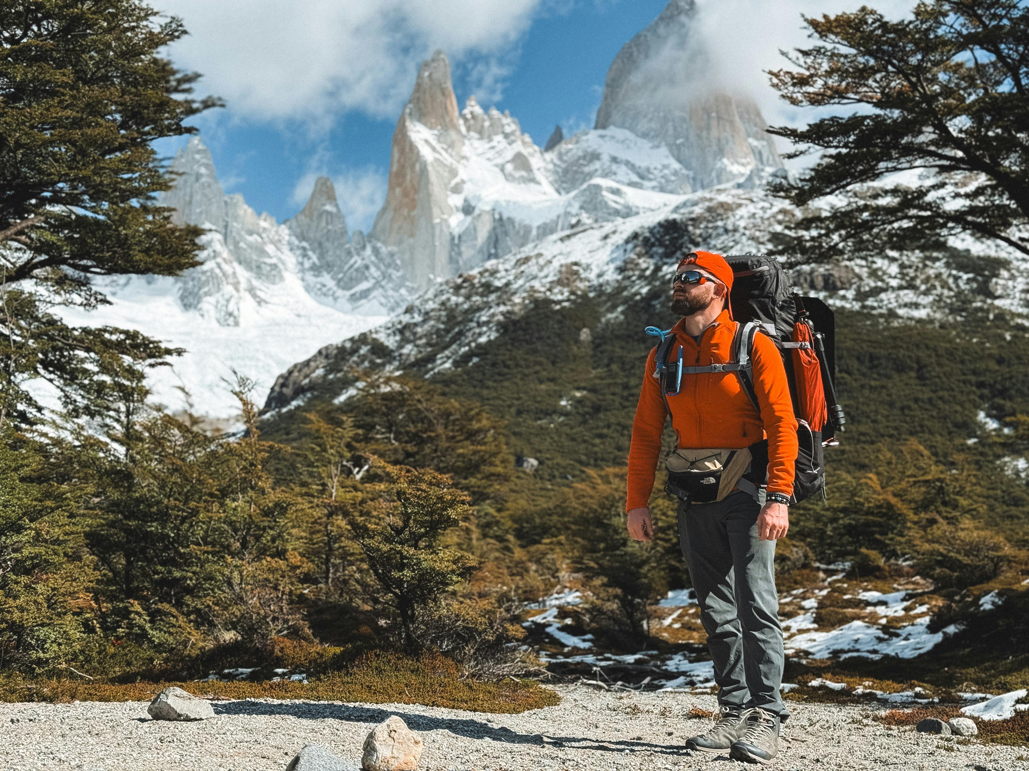 Man Hiking in Mountains