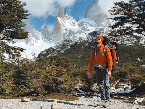 Man Hiking in Mountains