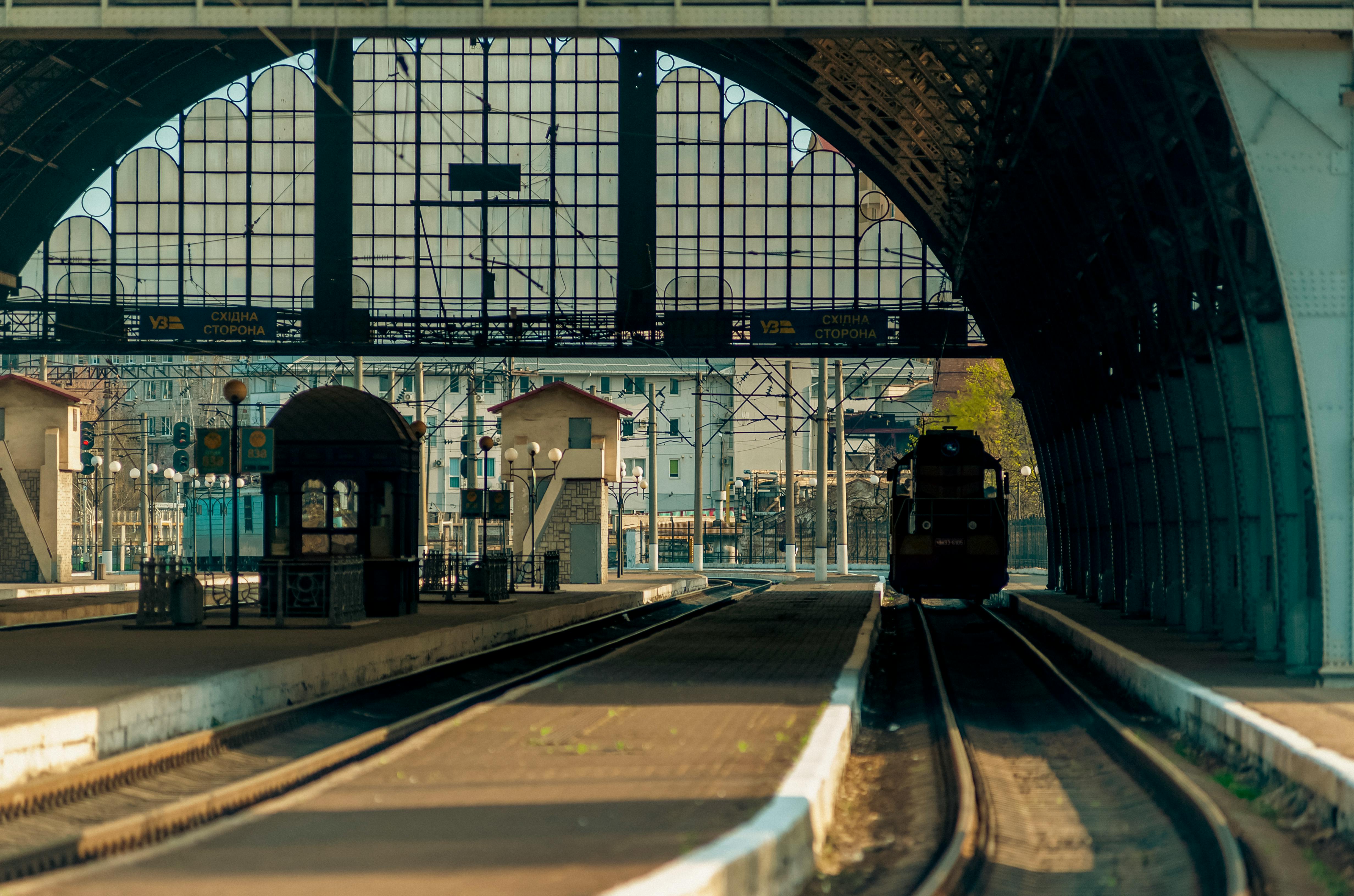 ukrainian passenger train railway station