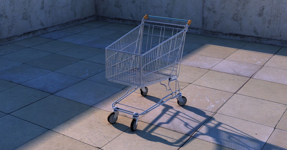 What a winning abandoned cart sequence looks like Abandoned shopping trolley casting a shadow