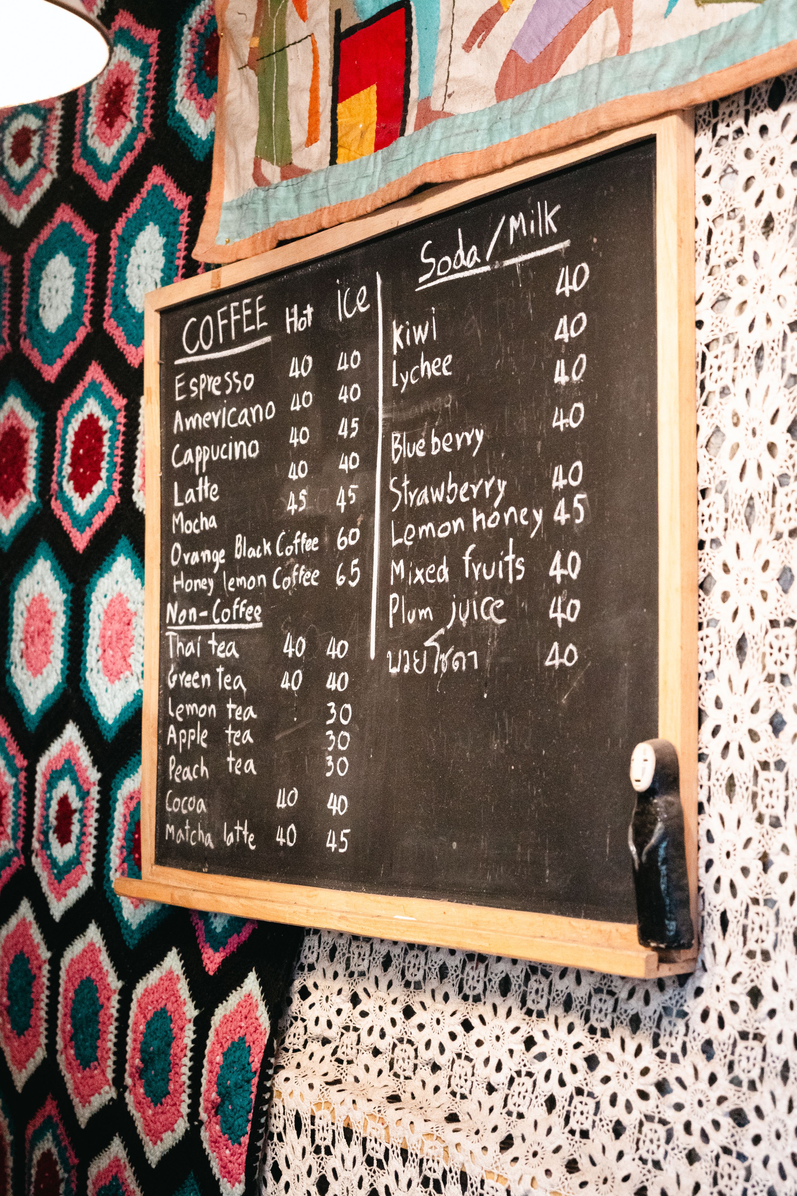 A chalkboard with a menu on it · Free Stock Photo