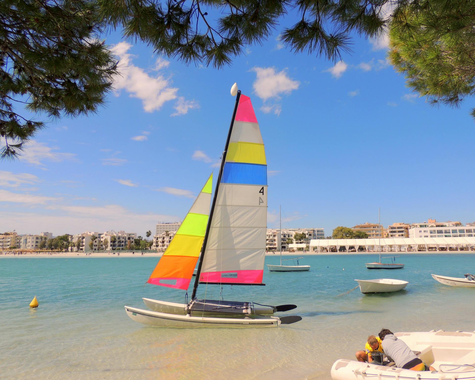 Catamaran on Sea Shore of Majorca