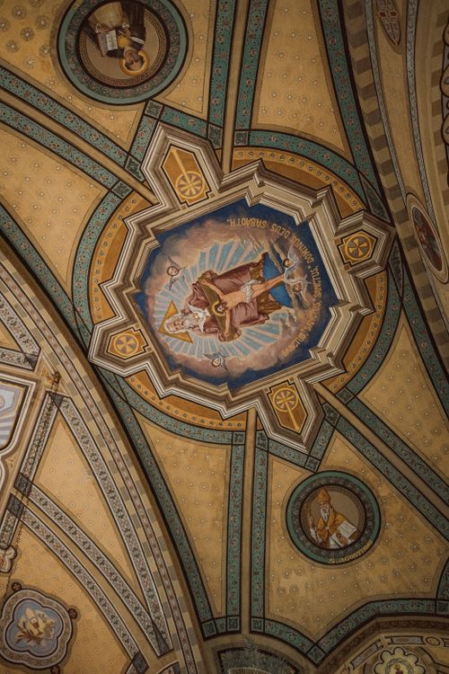 Free Stunning artwork on a church ceiling in Mirassol, Brazil, showcasing religious frescoes. Stock Photo