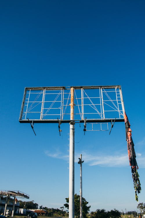 White Metal Billboard Frame Under Blue Sky