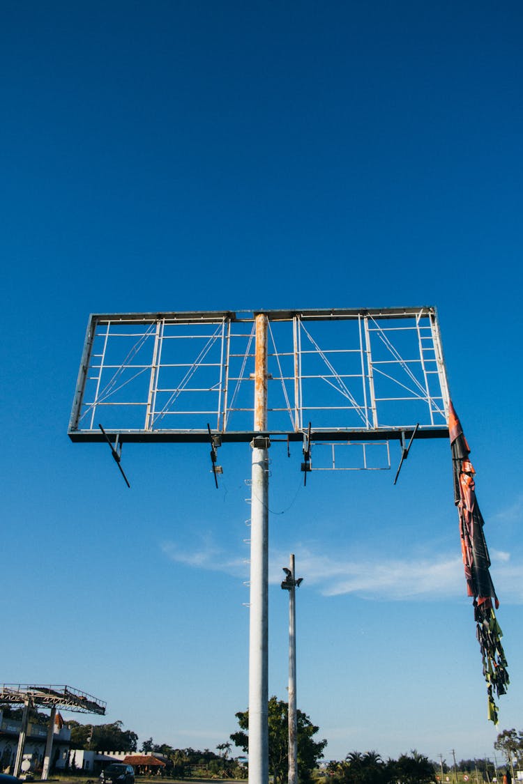 White Metal Billboard Frame Under Blue Sky