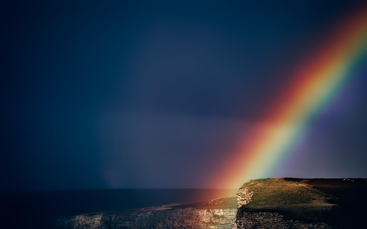 無料 日没後の虹 写真素材