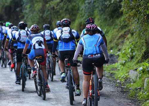 Grupo De Ciclistas En La Carretera