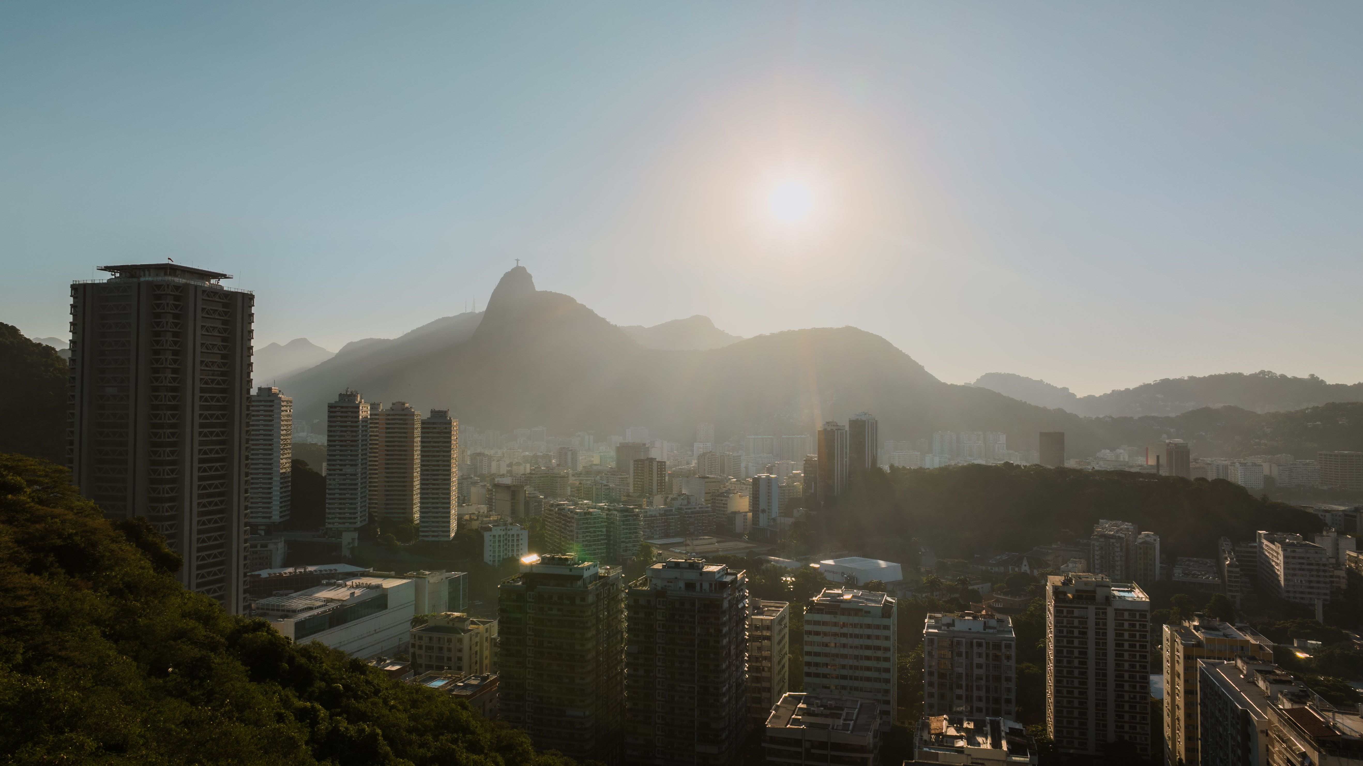 Rio de Janeiro skyline and airport travel atmosphere