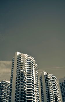 A striking view of modern skyscrapers reaching into the sky in Surfers Paradise, Australia.