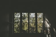 透过西西里岛墨西拿一扇古色古香的窗户，可以看到窗外绿树成荫