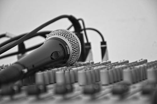 Professional Microphone on Audio Mixer