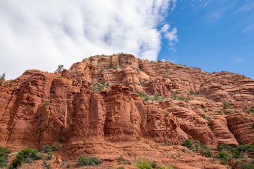 Sedona Red Rock Formation with Clouds and Blue Sky