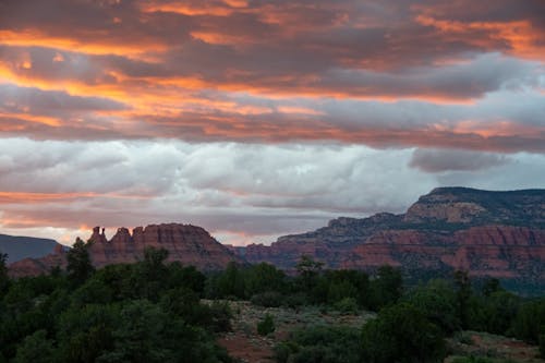 Dramatic Sunset Sky Over Red Rock Formations