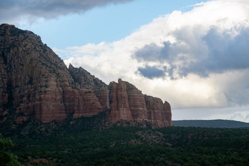 Cathedral Rock Under Cloudy Sky
