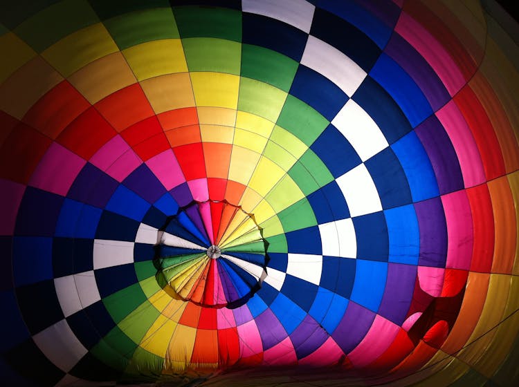 Top View Of Multicolored Hot Air Balloon