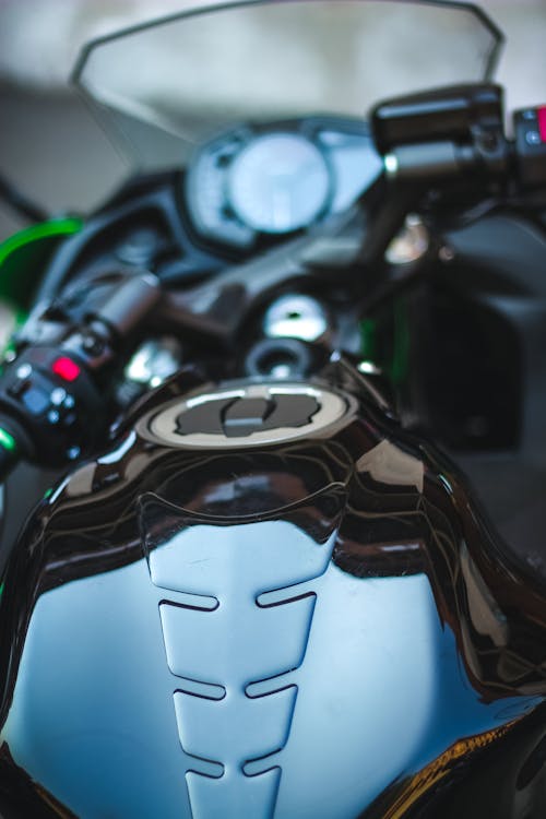 Free Blue and Black Sport Motorcycle Stock Photo