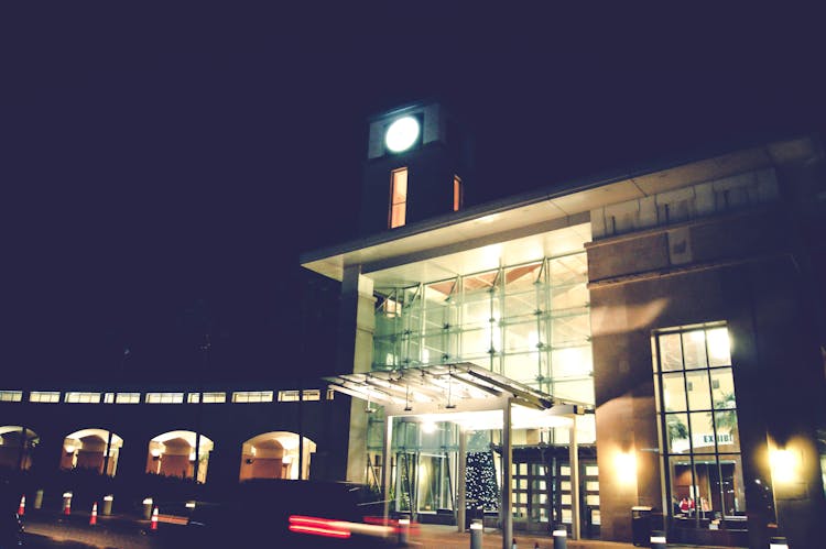 Beige Building With Lights At Night