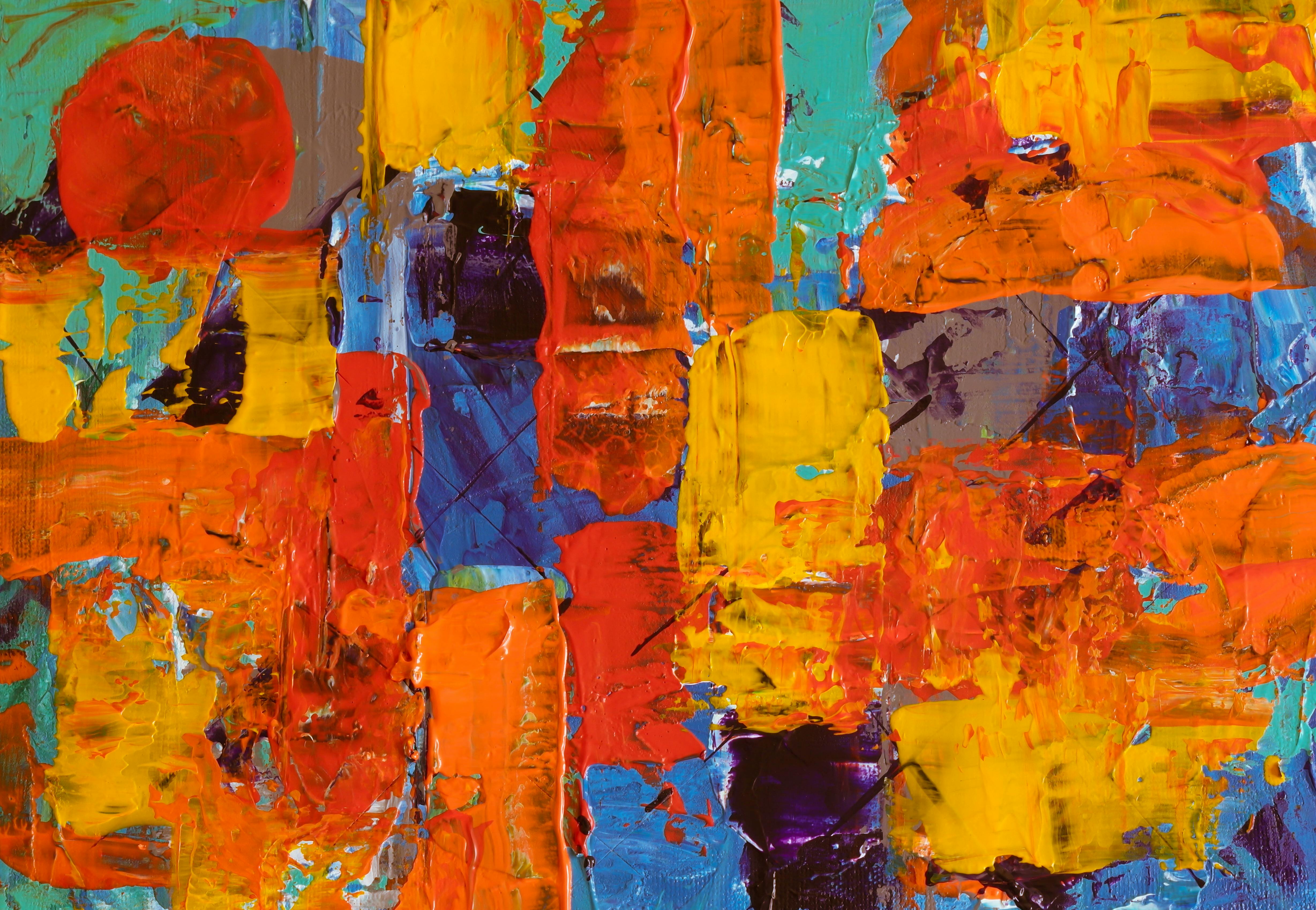 Orange and Blue Abstract Painting · Free Stock Photo