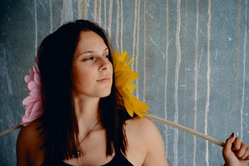 Woman Holding Flowers