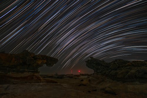 Star Trail Photography in in Rann of Kutch, District Kutch, Gujarat, India.