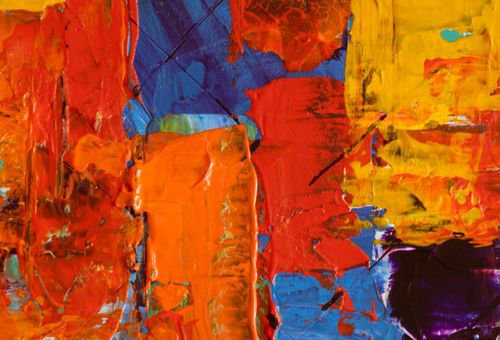 Free Bold and colorful abstract painting with dynamic textures and vivid colors. Stock Photo