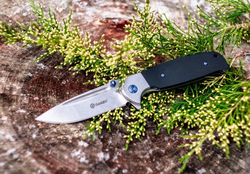 Free Silver and Black Folding Knife on Green Grass Stock Photo