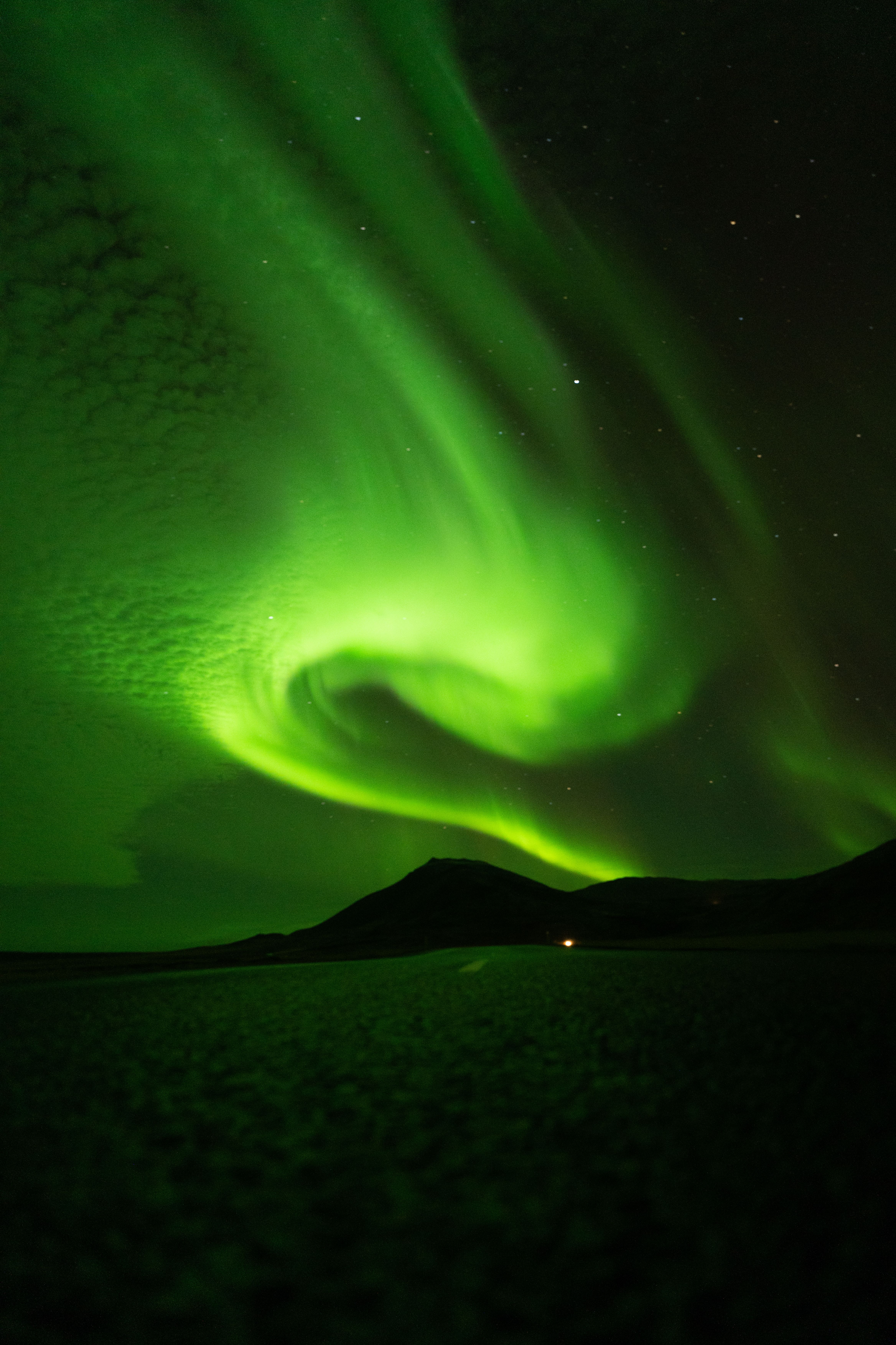 Green Light of Aurora Borealis at Night · Free Stock Photo