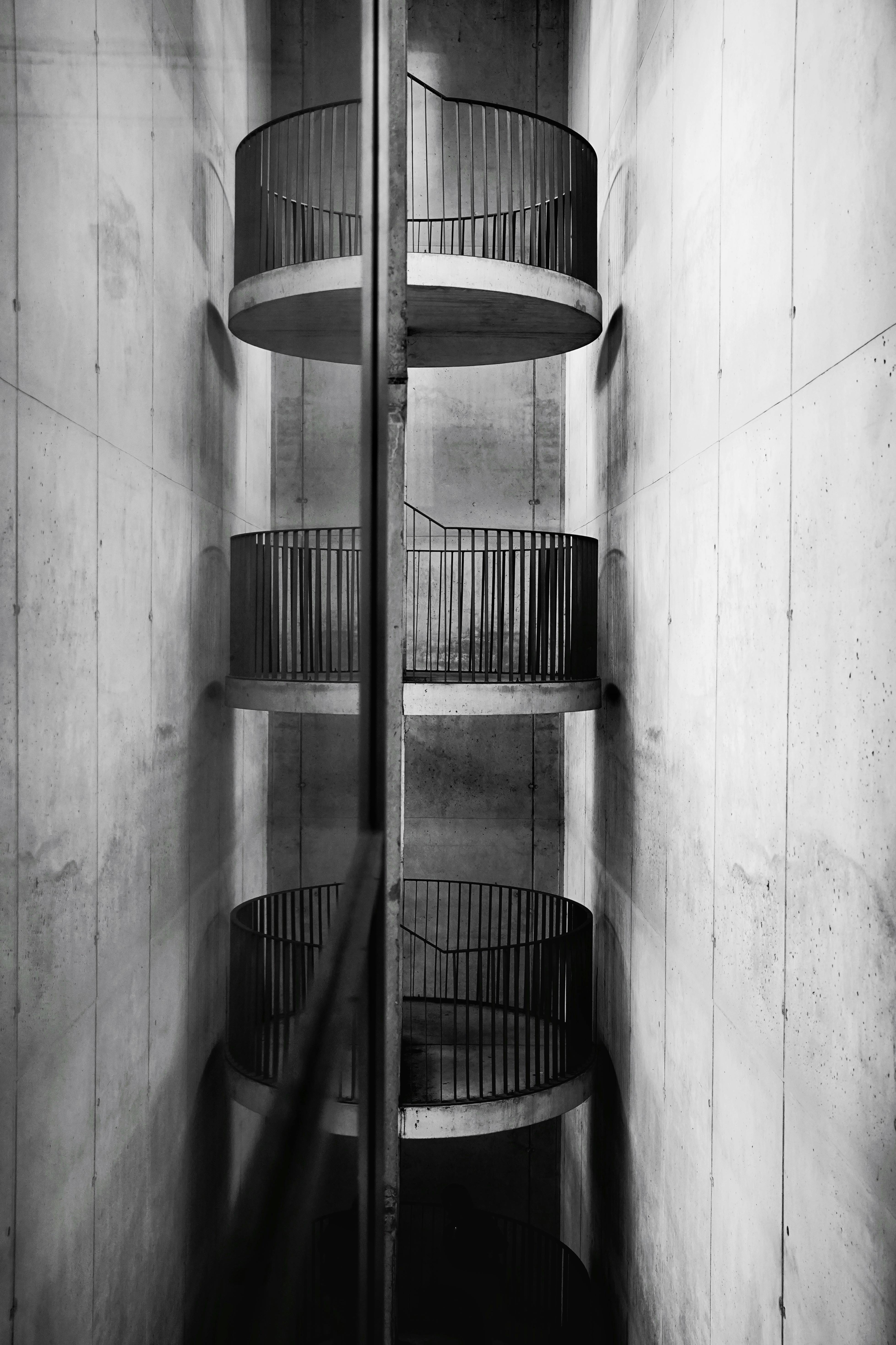 Explore the symmetry and design in this stunning black and white architectural interior.