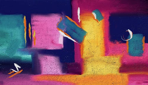 Abstract painting with colorful shapes and colors