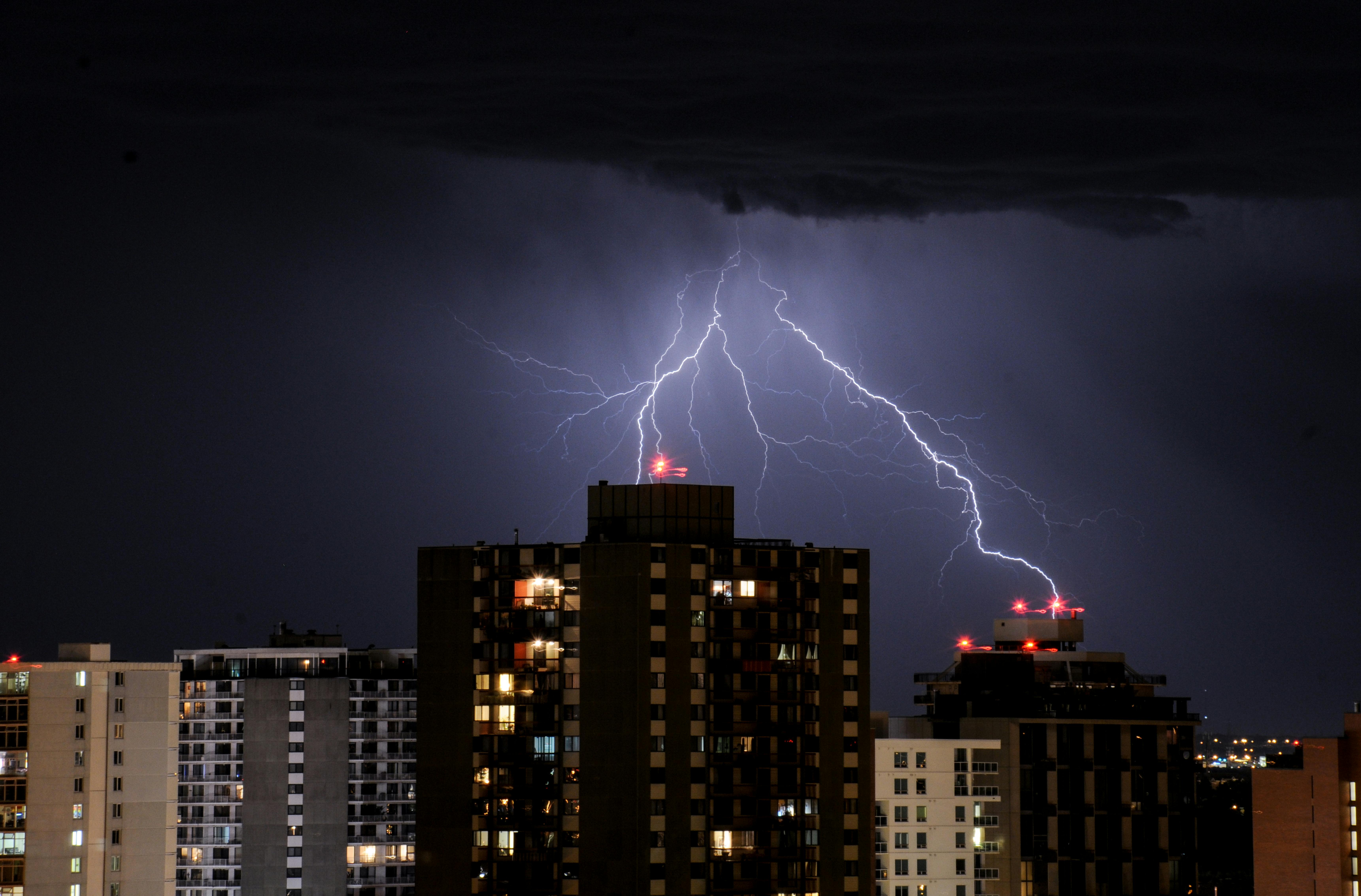 What attracts lightning to a building?