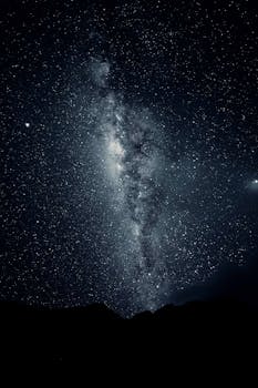 Captivating view of the Milky Way galaxy with a mountain silhouette under a starry night sky.