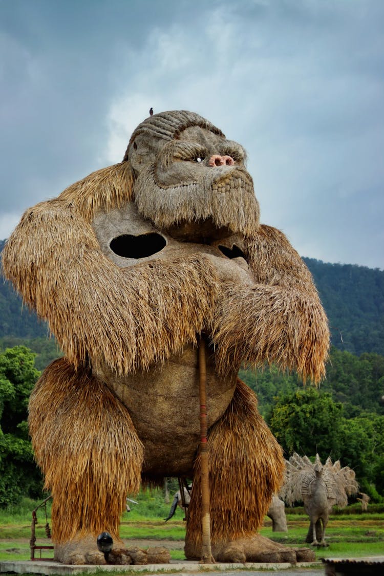 A Giant Gorilla Straw Statue In Chiang Mai, Thailand