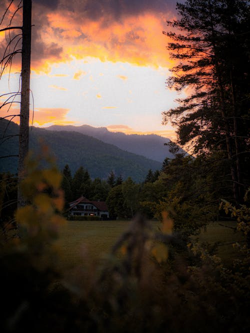 Rural House at Sunset