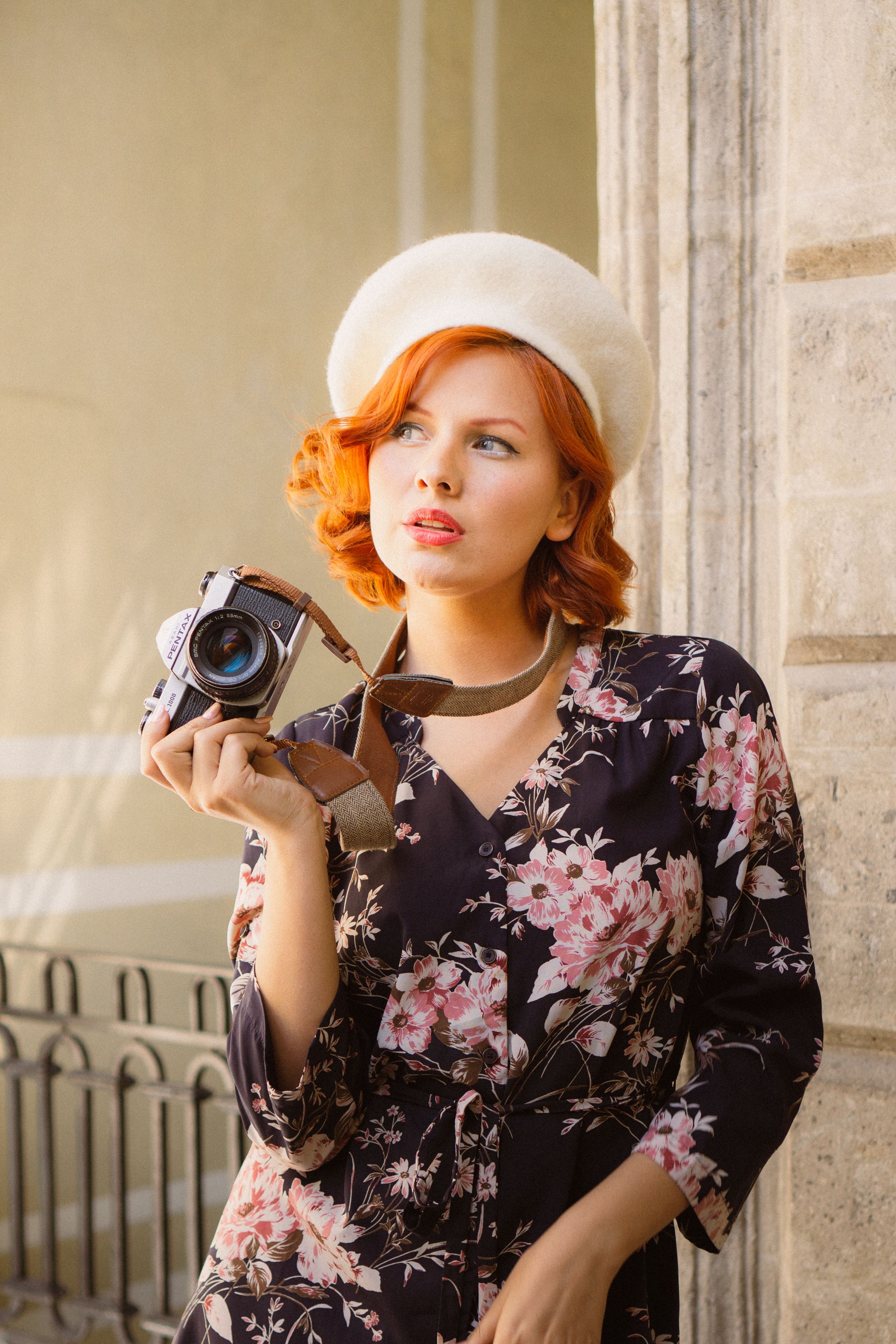 Portrait of a Woman with a Camera · Free Stock Photo
