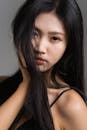 A beautiful asian woman with long black hair