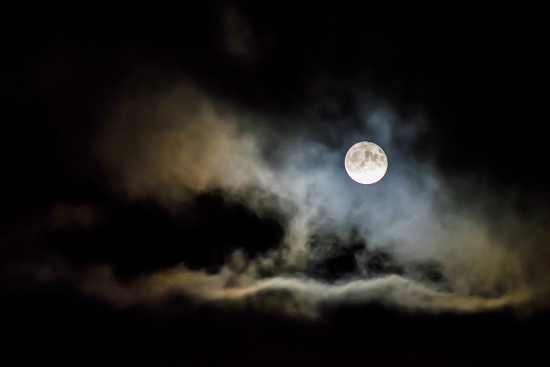 Free Clouds Under Full Moon Stock Photo