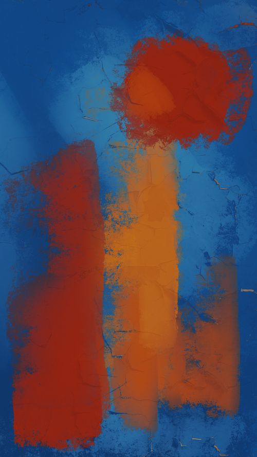 Free Colorful abstract art with bold brushstrokes in red, orange, and blue. Stock Photo