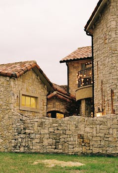 Serene stone residence with rustic charm, located in the heart of Dallas, Texas.